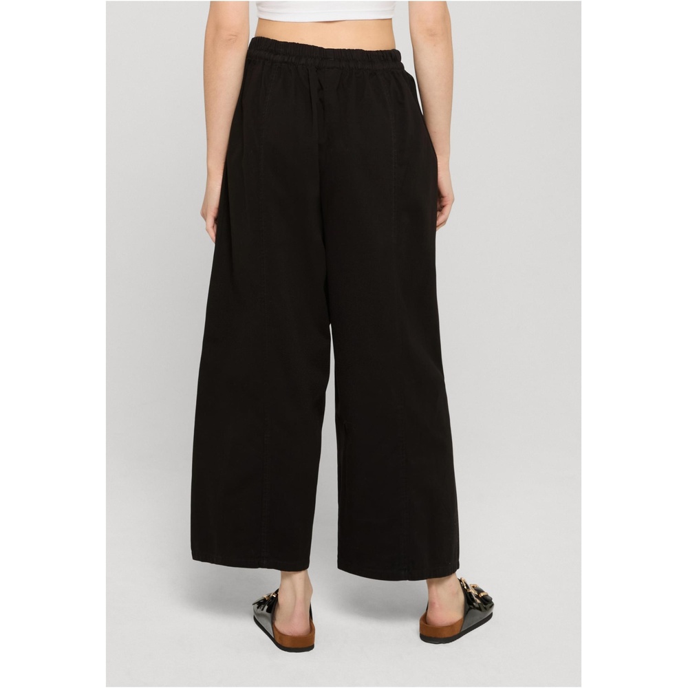 Urban Classics - Barrel Cropped Cotton Wide leg trousers - Black